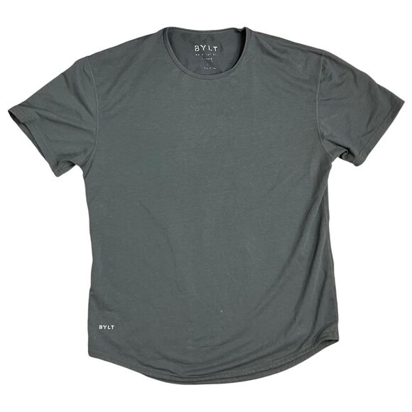 Bylt Shirt Mens M Drop Cut S/s Lux Grey Premium Gym Performance Stretch Workout - Picture 9 of 9